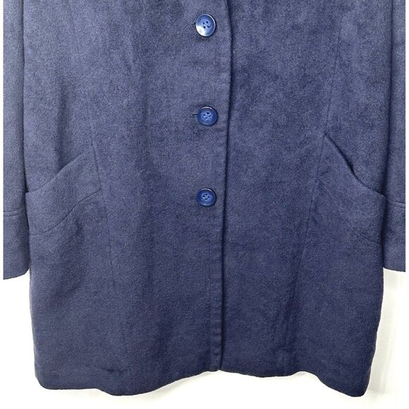 Vtg Hilary Radley New York Womens Wool Coat Button Up Notched Collar Blue Sz 10 - Picture 4 of 14